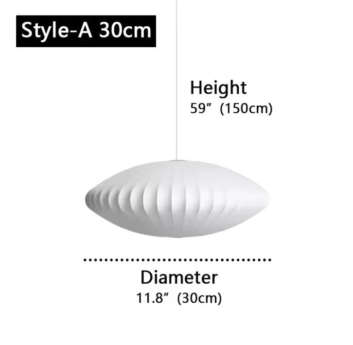Moderne Zijde LED Hanglamp – Minimalistische Designer Plafondlamp – Witte Stoffen Kap – E27 – Voor Woonkamer, Restaurant & Hotel