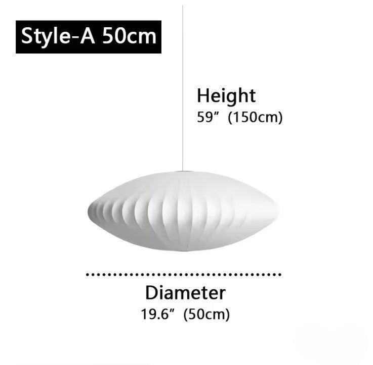 Moderne Zijde LED Hanglamp – Minimalistische Designer Plafondlamp – Witte Stoffen Kap – E27 – Voor Woonkamer, Restaurant & Hotel