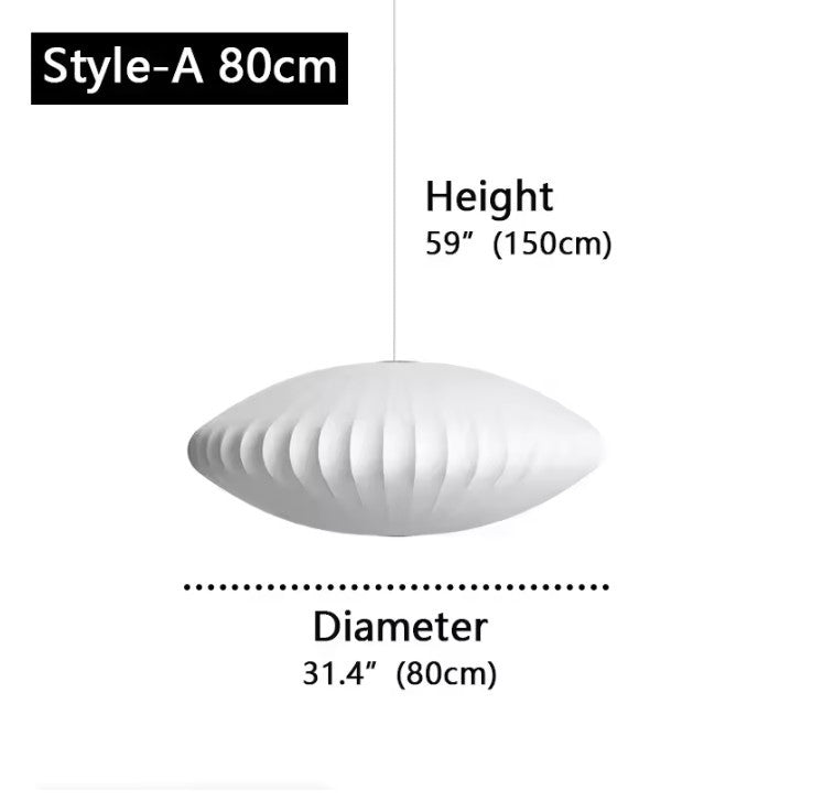 Moderne Zijde LED Hanglamp – Minimalistische Designer Plafondlamp – Witte Stoffen Kap – E27 – Voor Woonkamer, Restaurant & Hotel