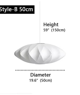Moderne Zijde LED Hanglamp – Minimalistische Designer Plafondlamp – Witte Stoffen Kap – E27 – Voor Woonkamer, Restaurant & Hotel