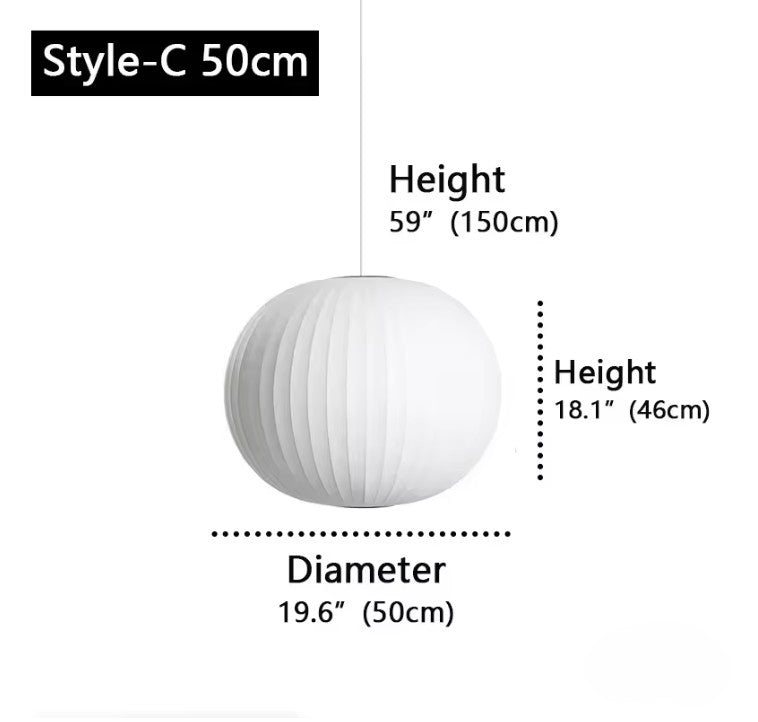 Moderne Zijde LED Hanglamp – Minimalistische Designer Plafondlamp – Witte Stoffen Kap – E27 – Voor Woonkamer, Restaurant & Hotel