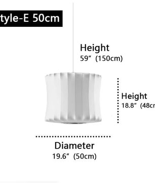 Moderne Zijde LED Hanglamp – Minimalistische Designer Plafondlamp – Witte Stoffen Kap – E27 – Voor Woonkamer, Restaurant & Hotel