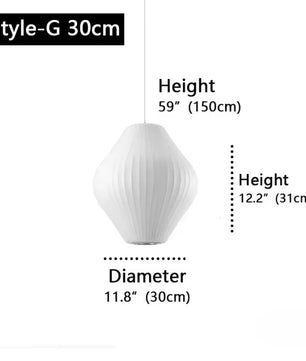 Moderne Zijde LED Hanglamp – Minimalistische Designer Plafondlamp – Witte Stoffen Kap – E27 – Voor Woonkamer, Restaurant & Hotel