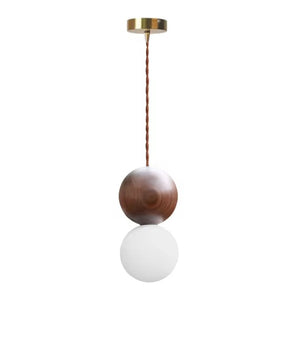 Moderne Houten LED Hanglamp met Glazen Bol – Zwart Walnoot G9 – Scandinavisch & Japans Design voor Slaapkamer, Eetkamer & Woonkamer