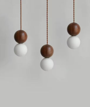 Moderne Houten LED Hanglamp met Glazen Bol – Zwart Walnoot G9 – Scandinavisch & Japans Design voor Slaapkamer, Eetkamer & Woonkamer