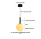 Moderne Houten LED Hanglamp met Glazen Bol – Zwart Walnoot G9 – Scandinavisch & Japans Design voor Slaapkamer, Eetkamer & Woonkamer