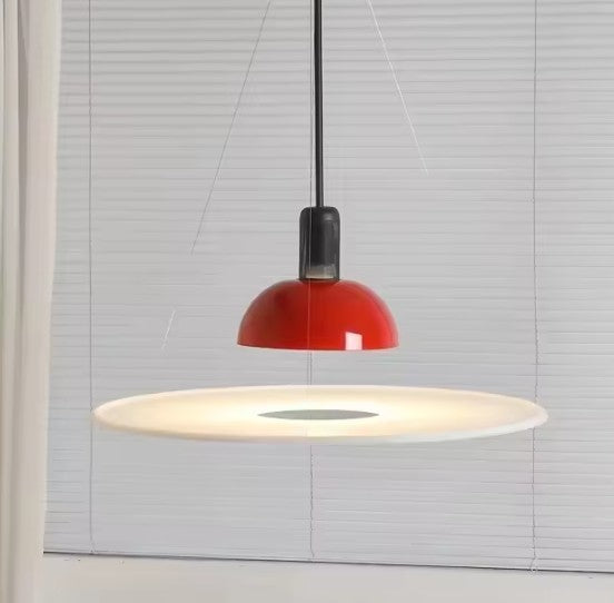 Moderne LED Hanglamp Frisbi Design – PMMA Schijf & Chroom Reflector – E27 Designer Kroonluchter voor Woonkamer, Eetkamer & Slaapkamer