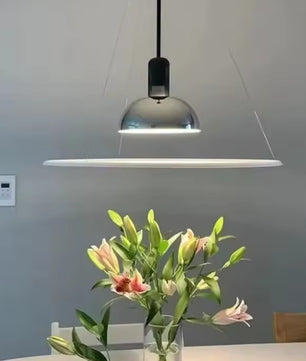 Moderne LED Hanglamp Frisbi Design – PMMA Schijf & Chroom Reflector – E27 Designer Kroonluchter voor Woonkamer, Eetkamer & Slaapkamer