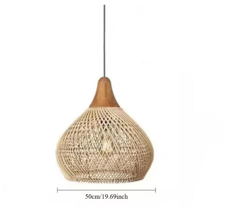 Vintage Rotan Hanglamp Boho – Handgeweven E27 Plafondlamp van Natuurlijk Rotan voor Eetkamer, Keuken & Woonkamer