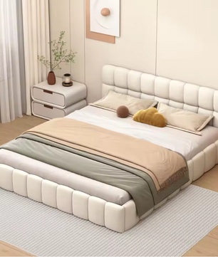 Gestoffeerd Tweepersoonsbed met Zachte Hoofdsteun en Lattenbodem – Comfortabel en Elegant Design (140 × 190 cm)