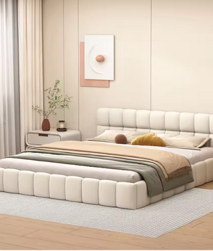 Gestoffeerd Tweepersoonsbed met Zachte Hoofdsteun en Lattenbodem – Comfortabel en Elegant Design (140 × 190 cm)