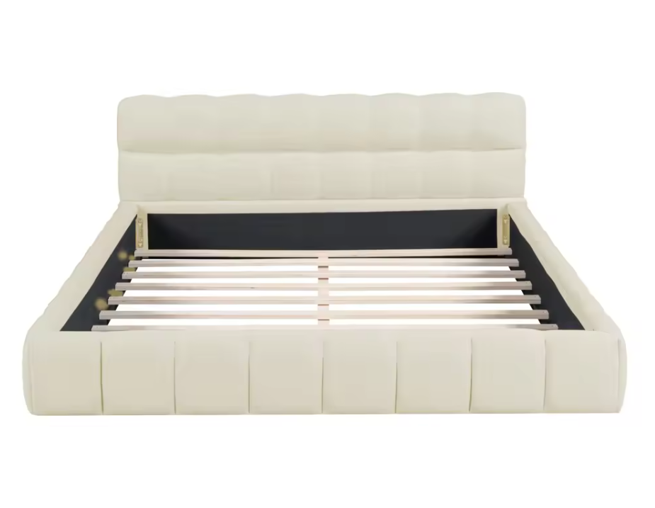 Gestoffeerd Tweepersoonsbed met Zachte Hoofdsteun en Lattenbodem – Comfortabel en Elegant Design (140 × 190 cm)