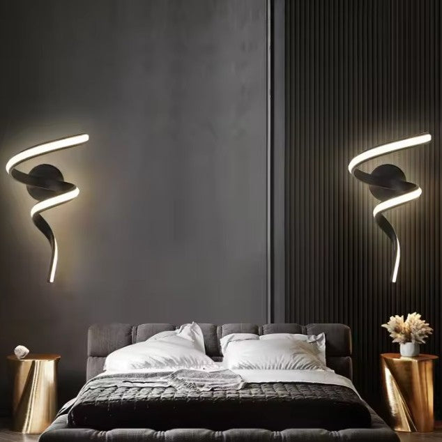 Moderne LED Wandlamp Spiraal Design – Scandinavische Muurlamp van Metaal & Acryl voor Hal, Slaapkamer & Woonkamer