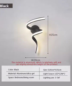 Moderne LED Wandlamp Spiraal Design – Scandinavische Muurlamp van Metaal & Acryl voor Hal, Slaapkamer & Woonkamer
