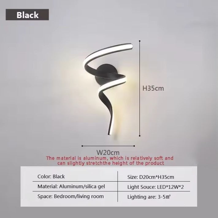 Moderne LED Wandlamp Spiraal Design – Scandinavische Muurlamp van Metaal & Acryl voor Hal, Slaapkamer & Woonkamer