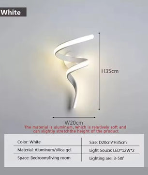 Moderne LED Wandlamp Spiraal Design – Scandinavische Muurlamp van Metaal & Acryl voor Hal, Slaapkamer & Woonkamer