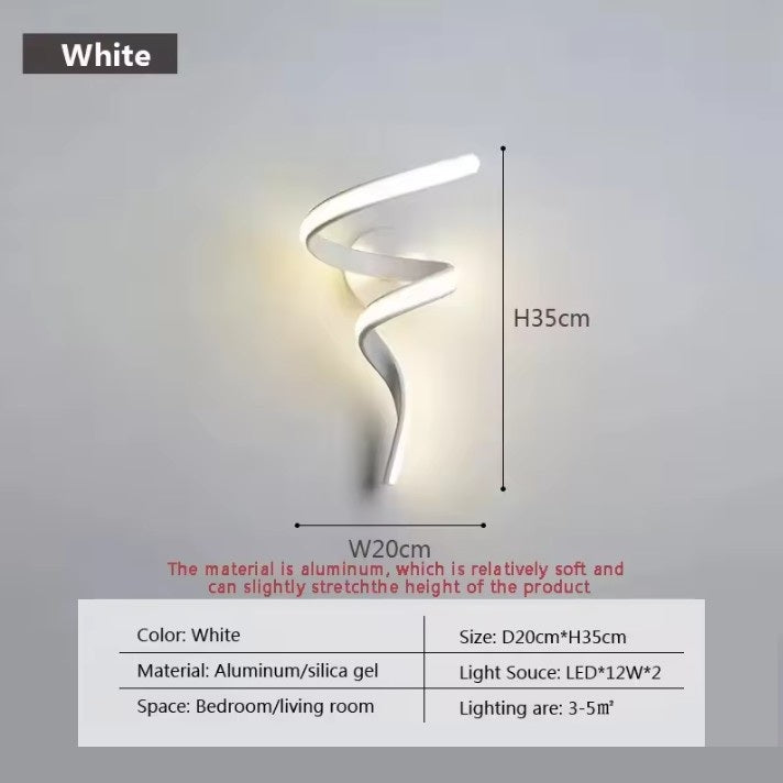 Moderne LED Wandlamp Spiraal Design – Scandinavische Muurlamp van Metaal & Acryl voor Hal, Slaapkamer & Woonkamer