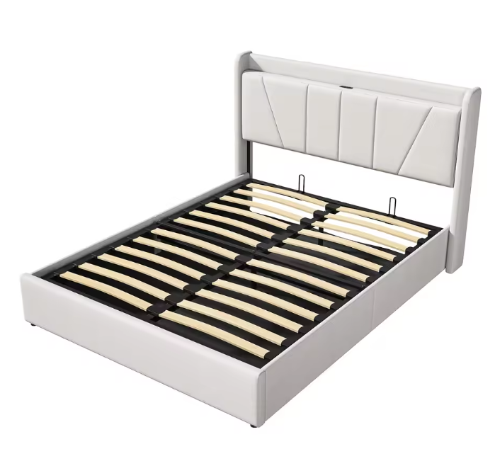 Gestoffeerd Tweepersoonsbed 140x200 cm met Opbergruimte en USB-poort – Ideaal voor Volwassenen of Tieners