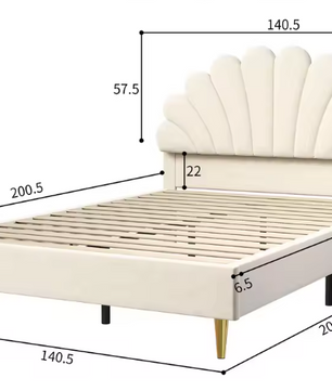 Gestoffeerd Tweepersoonsbed 140x200 cm met Bloemvormig Hoofdeinde en Fluwelen Stof