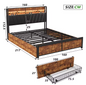 Metalen Tweepersoonsbed met 4 Lades en Opberghoofdeinde – Stalen en Houten Bedframe