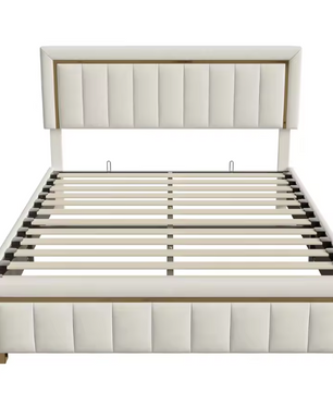 Dubbel Gewatteerd Hydraulisch Bed met Grote Opbergruimte – Fluweel