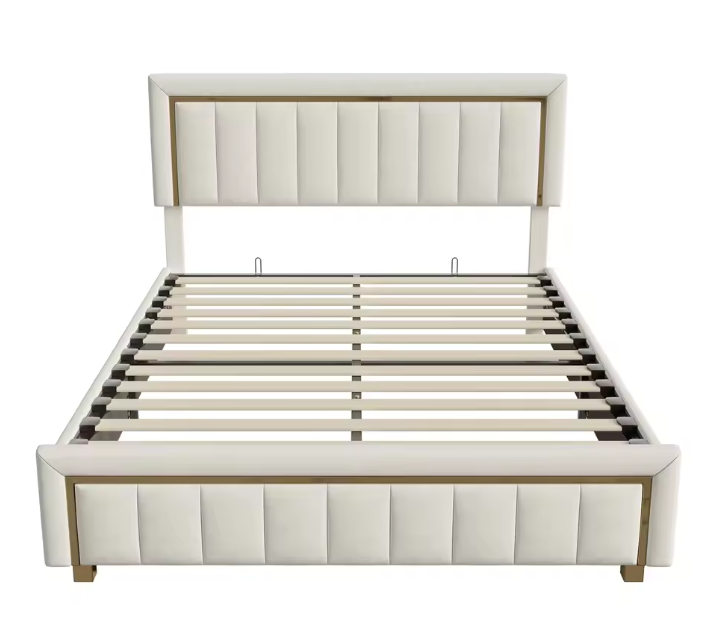 Dubbel Gewatteerd Hydraulisch Bed met Grote Opbergruimte – Fluweel