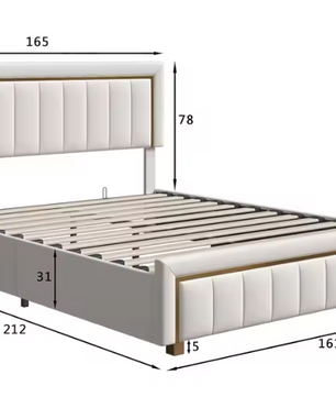 Dubbel Gewatteerd Hydraulisch Bed met Grote Opbergruimte – Fluweel