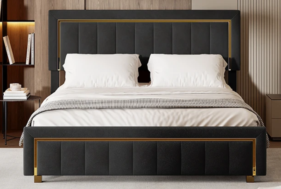Dubbel Gewatteerd Hydraulisch Bed met Grote Opbergruimte – Fluweel