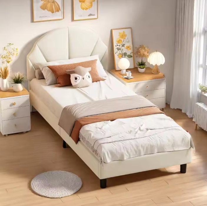 Kinderbed 90x200 cm met Verstelbaar Hoofdeinde – Fluweel