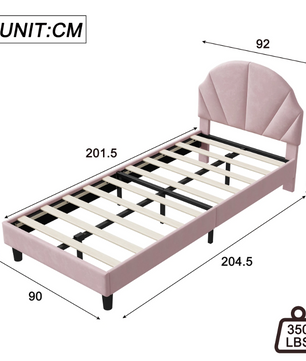 Kinderbed 90x200 cm met Verstelbaar Hoofdeinde – Fluweel