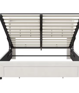 Velvet Dubbel Bed 140x200 cm met USB Oplaadpunt, LED Hoofdbord en Opberglade