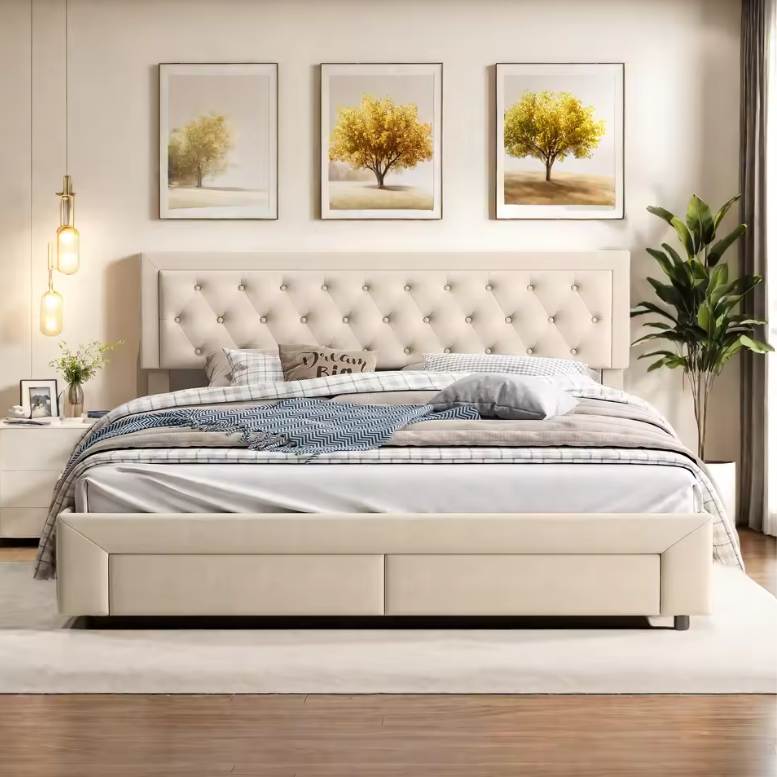 Velvet Opbergbed 160x200/180x200 cm met Lades en Hydraulisch Systeem