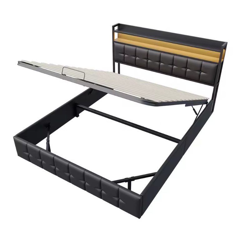 Multifunctioneel Dubbel Bed met LED, USB, Hydraulische Opbergruimte