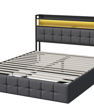 Multifunctioneel Dubbel Bed met LED, USB, Hydraulische Opbergruimte