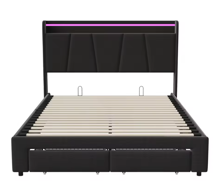 Hydraulisch Opbergbed 140x200 cm met LED Hoofdbord en USB