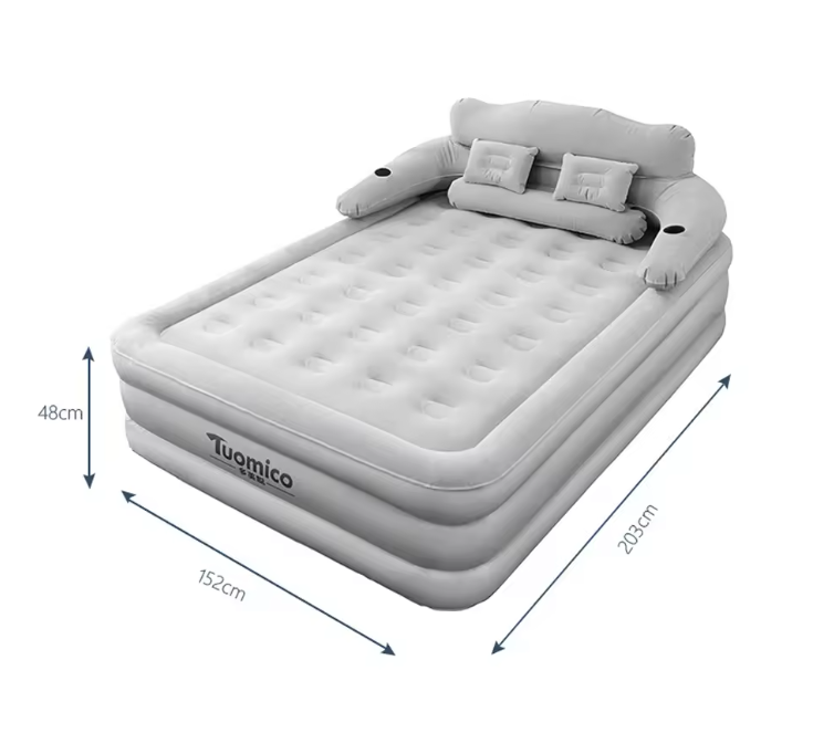 Camping Luchtbed met Rugleuning voor 2 Personen, 48cm Hoog