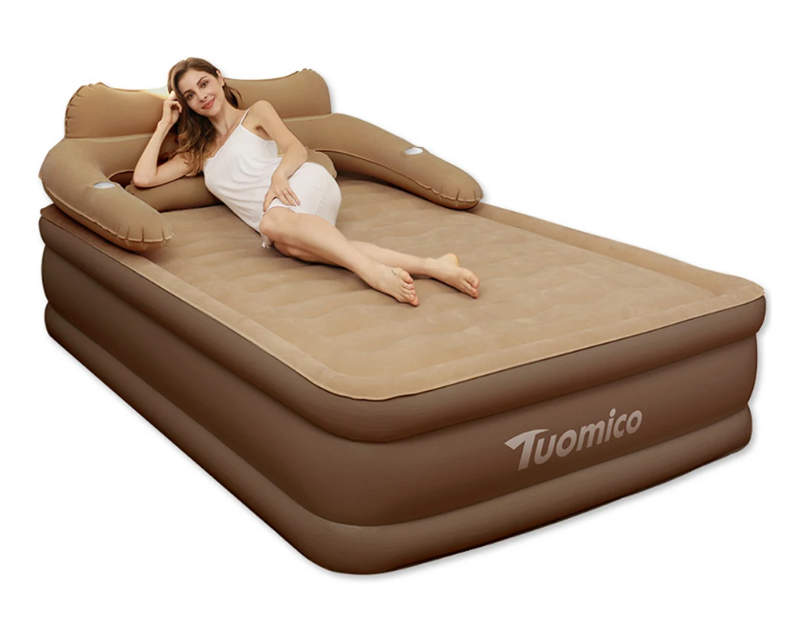 Camping Luchtbed met Rugleuning voor 2 Personen, 48cm Hoog