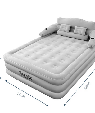 Camping Luchtbed met Rugleuning voor 2 Personen, 48cm Hoog