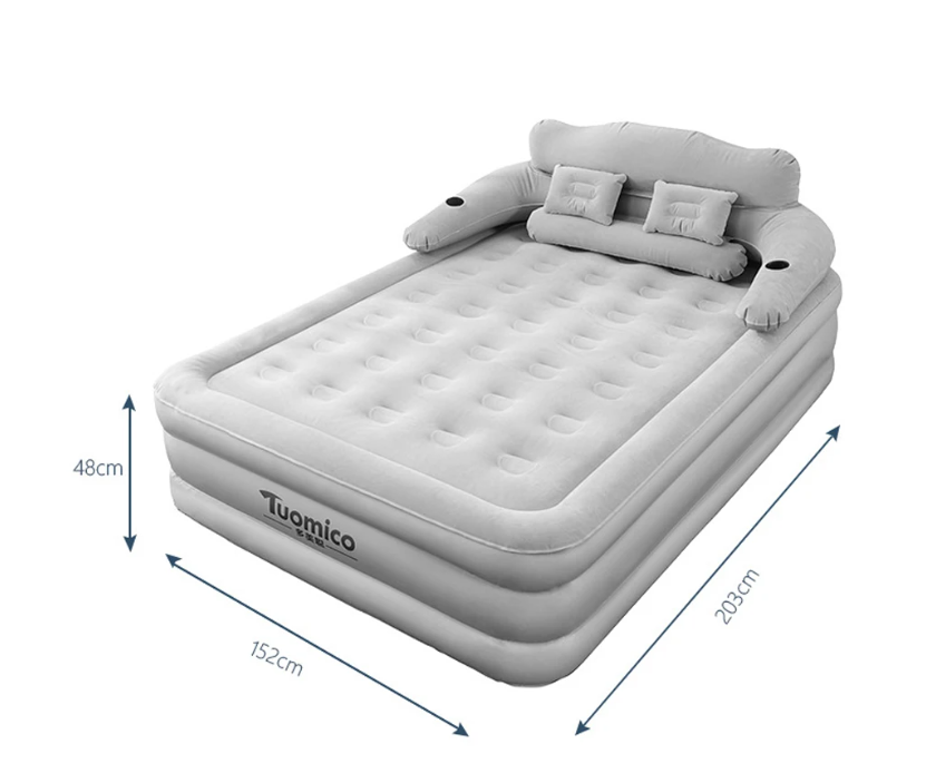 Camping Luchtbed met Rugleuning voor 2 Personen, 48cm Hoog