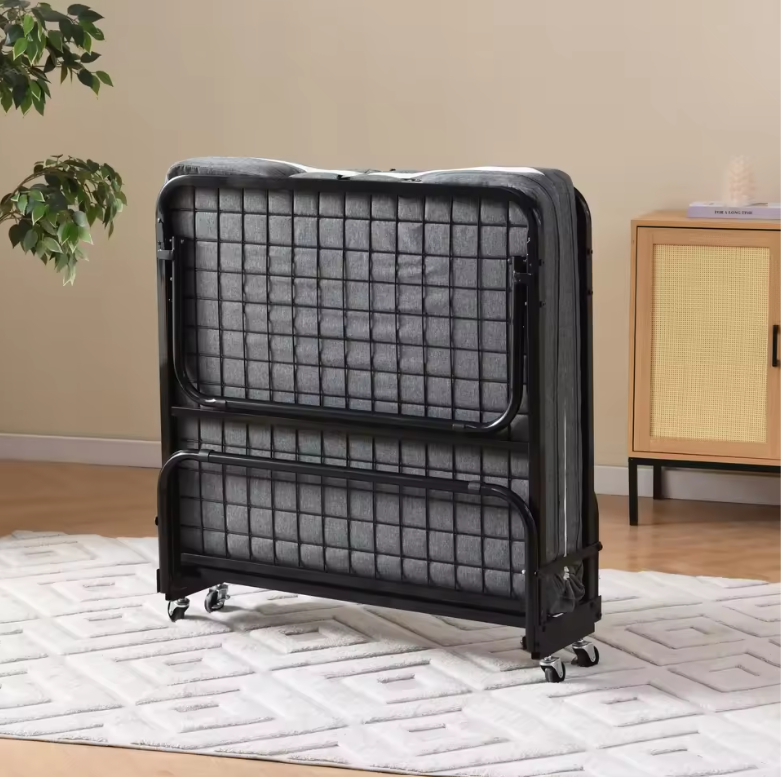 Opvouwbaar Bed 90x190cm met 10cm Geheugenschuim Matras en Wieltjes