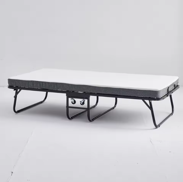 Opvouwbaar Bed 90x190cm met 10cm Geheugenschuim Matras en Wieltjes