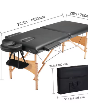 Opvouwbare Massage Tafel 28" met Verstelbare Hoofdsteun en Draagtas