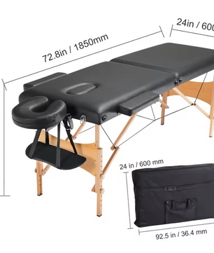 Opvouwbare Massage Tafel 28" met Verstelbare Hoofdsteun en Draagtas