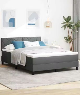 Donkergrijs Boxspringbed met Matras, Verstelbaar Hoofdeinde – Modern Design