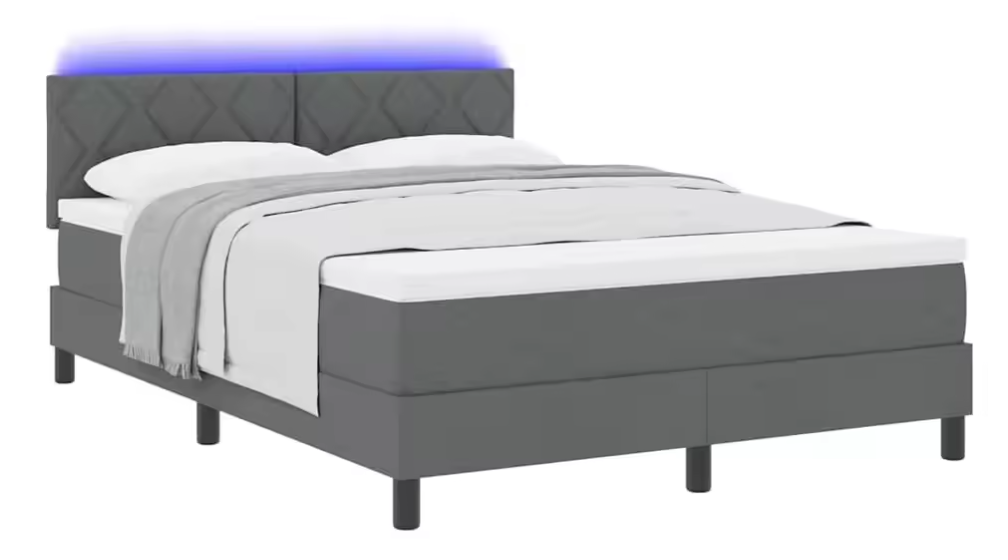 Donkergrijs Boxspringbed met Matras, Verstelbaar Hoofdeinde – Modern Design