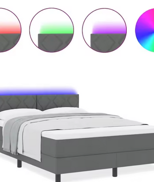 Donkergrijs Boxspringbed met Matras, Verstelbaar Hoofdeinde – Modern Design