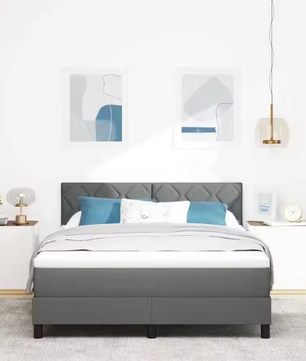 Donkergrijs Boxspringbed met Matras, Verstelbaar Hoofdeinde – Modern Design