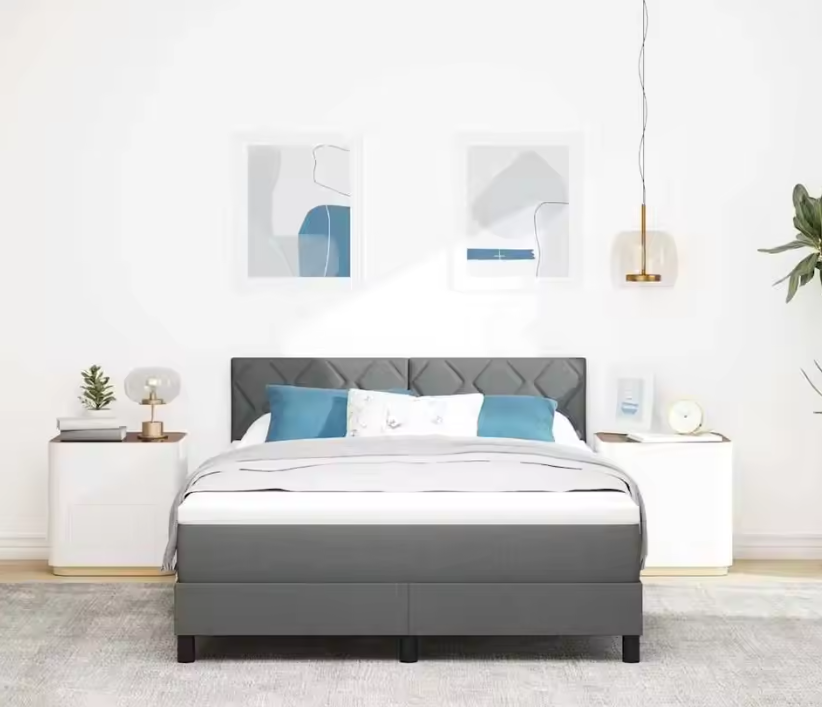 Donkergrijs Boxspringbed met Matras, Verstelbaar Hoofdeinde – Modern Design