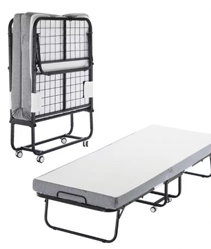 Opklapbed met Stalen Frame en Geheugenfoam Matras – 31/38 inch, Makkelijk Verplaatsbaar en Comfortabel