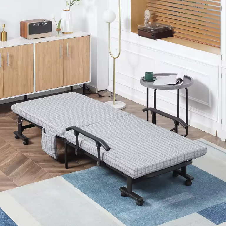 Opklapbed Stoel met Verstelbare Rugleuning – 5 Posities, Ruime Opslag